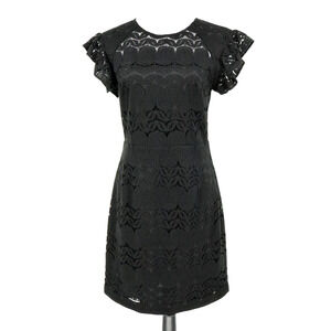 Trina Turk Dress Womens 4 Black Lace Sheer Hook Eye Zip Lined Romantic Party LBD